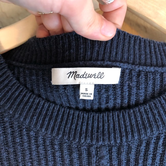Madewell Navy Tie Front Knit Sweater Size Small - Picture 5 of 7